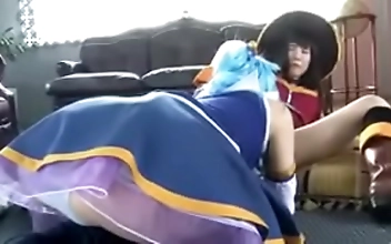 JAV Cosplay Lesbian Love: Sailor Moon and Konosuba Meet in Re Zero World for Madoka Love Live