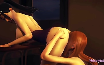 Wet and Wild: Lesbian Action in 3D - Nami and Nico Robin s Steamy Scisioring Session with Squirting and Cunnilingus!